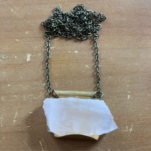 Brass and rose quartz necklace